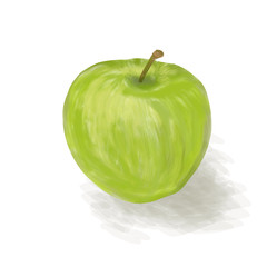 a green apple on a white background