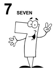 Friendly Outlined Number 7 Seven Guy With Text