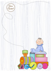 customizable birthday greeting card with train