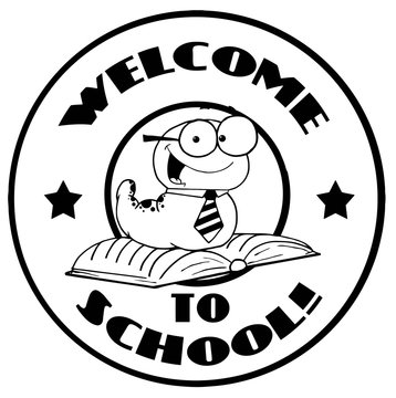 Black And White Worm On A Welcome Back To School Circle