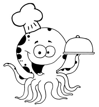 Outlined Octopus Chef