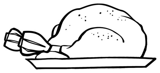 Outlined Roasted Turkey On A Tray