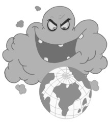 Grayscale Evil Black Cloud Laughing At Earth