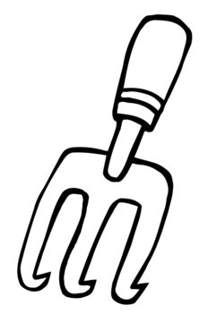 black and white garden fork clip art preview