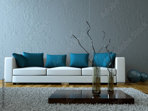 Modernes wohnzimmer grau blau" stockfotos und lizenzfreie bilder ...