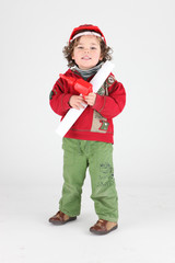 Little boy dressed as a workman