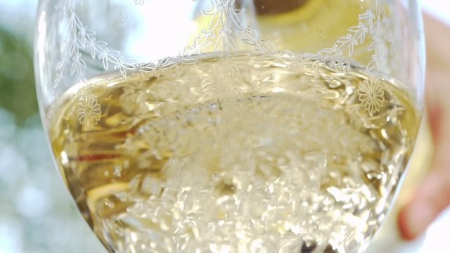 Pour White Wine in Glass