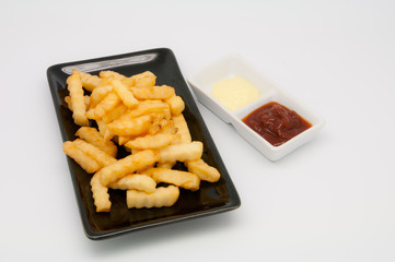 French fries on white back ground