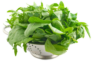 greens in colander