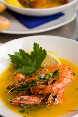 tiger prawns in sauce.