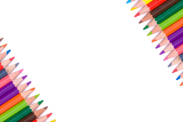 Colored pencils on a white background, studio shot