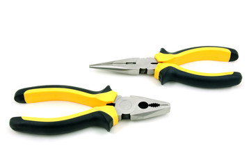 Fototapeta premium Flat and Long nose pliers on a white background