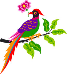 bird with flower ilustration