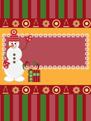 Fototapeta premium Christmas card with snowman with gift