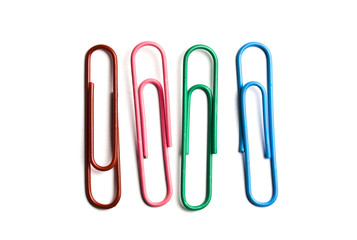 Four multicolored paperclips