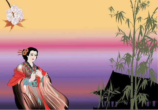 Woman In Traditional Chinese Dress Illustration