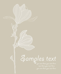 Card with stylized magnolia retro - 32961885