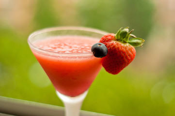 Vodka Cocktail with fresh strawberries