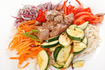 meat with vegetables and noodles