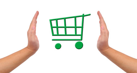 Conceptual image, help and care for "green shopping".