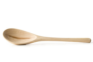 Wooden spoon on white background