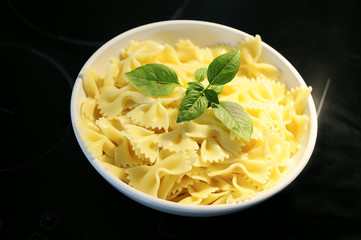 farfalle pasta and basil