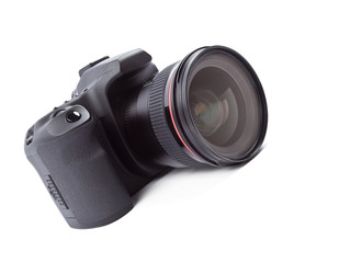 Fototapeta premium A modern SLR camera with prime lens attached