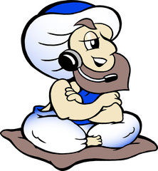 Genie speaking in headset