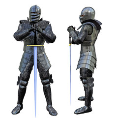 Knight Swordsman in Full Armour, 3D render - 32975899