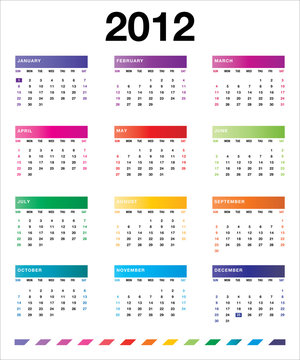 2012 colorful calendar