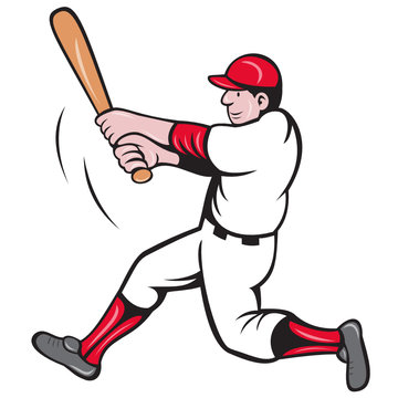 baseball player batting cartoon style