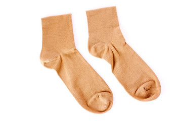 Brown socks isolated on white