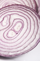 The sliced red onion