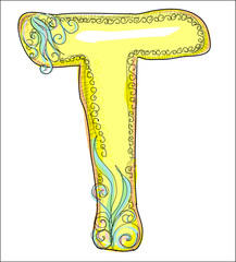 alphabet, golden  letter T
