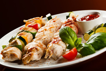 Grilled meat and vegetables