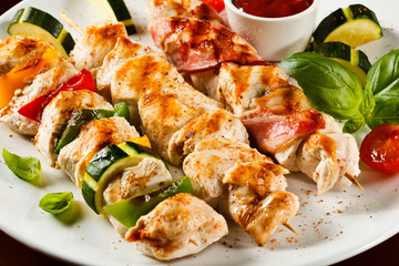 Grilled meat and vegetables