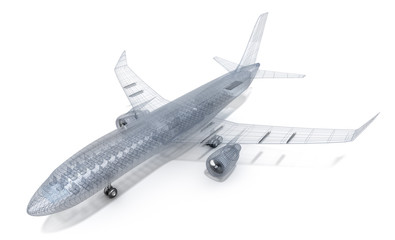 Airplane wire model , isolated on white. My own design