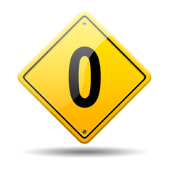 Obraz premium Señal amarilla numero 0