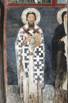 Saint Sava, first Serbian archbishop, fresco from Mileseva Monas