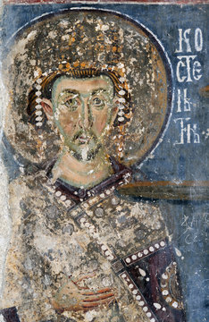 Emperor Constantine, fresco painting from Momantery Mileseva