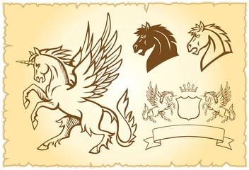 Winged mystery horse illustration