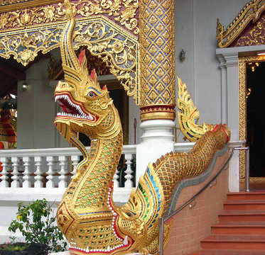 Naga at Wat Phra Singh temple, Chiangmai, Thailand