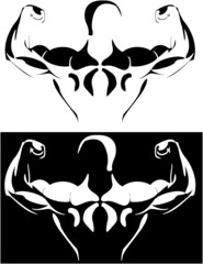 contour of the athlete on the black and white background. vector
