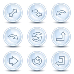 Arrows web icons set 1, light blue glossy circle buttons