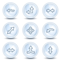 Arrows web icons set 2, light blue glossy circle buttons