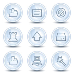 Data web icons, light blue glossy circle buttons
