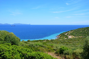 Fototapeta na wymiar jest prunis, Presqu'île o zdrowiu antiocco w Sardaigne, Italie.