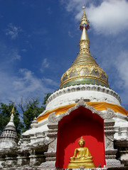 Chedi and Buddha at Wat Bupparam, Chiangmai, Thailand