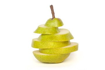 Pear in Slices on white Background