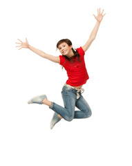 jumping teenage girl